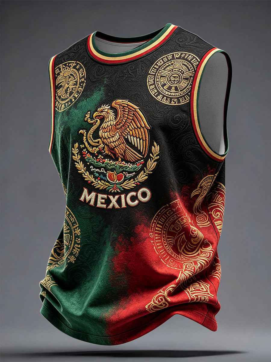 Men's Mexico Art Football Lover Printed Tank Tops