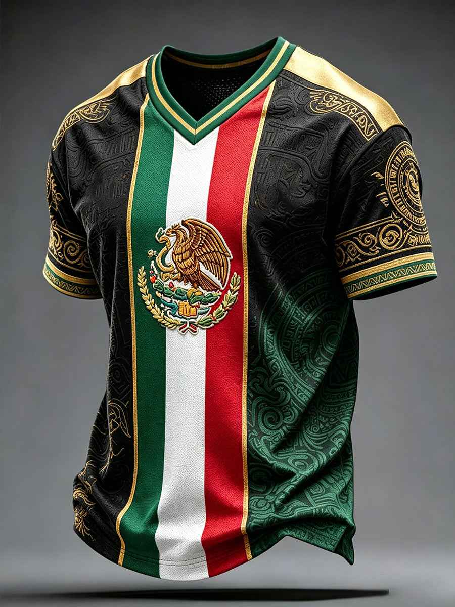 Men's Mexico Art Football Lover Printed T-shirt