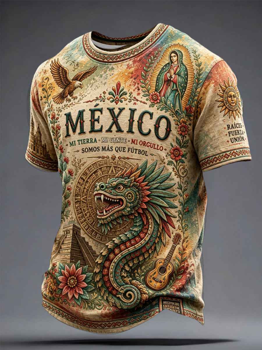 Men's Mexico Art Football Lover Printed T-shirt
