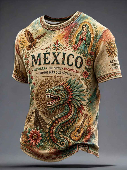 Men's Mexico Art Football Lover Printed T-shirt