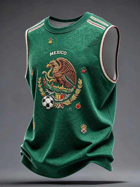Men's Mexico Art Football Lover Printed Tank Tops