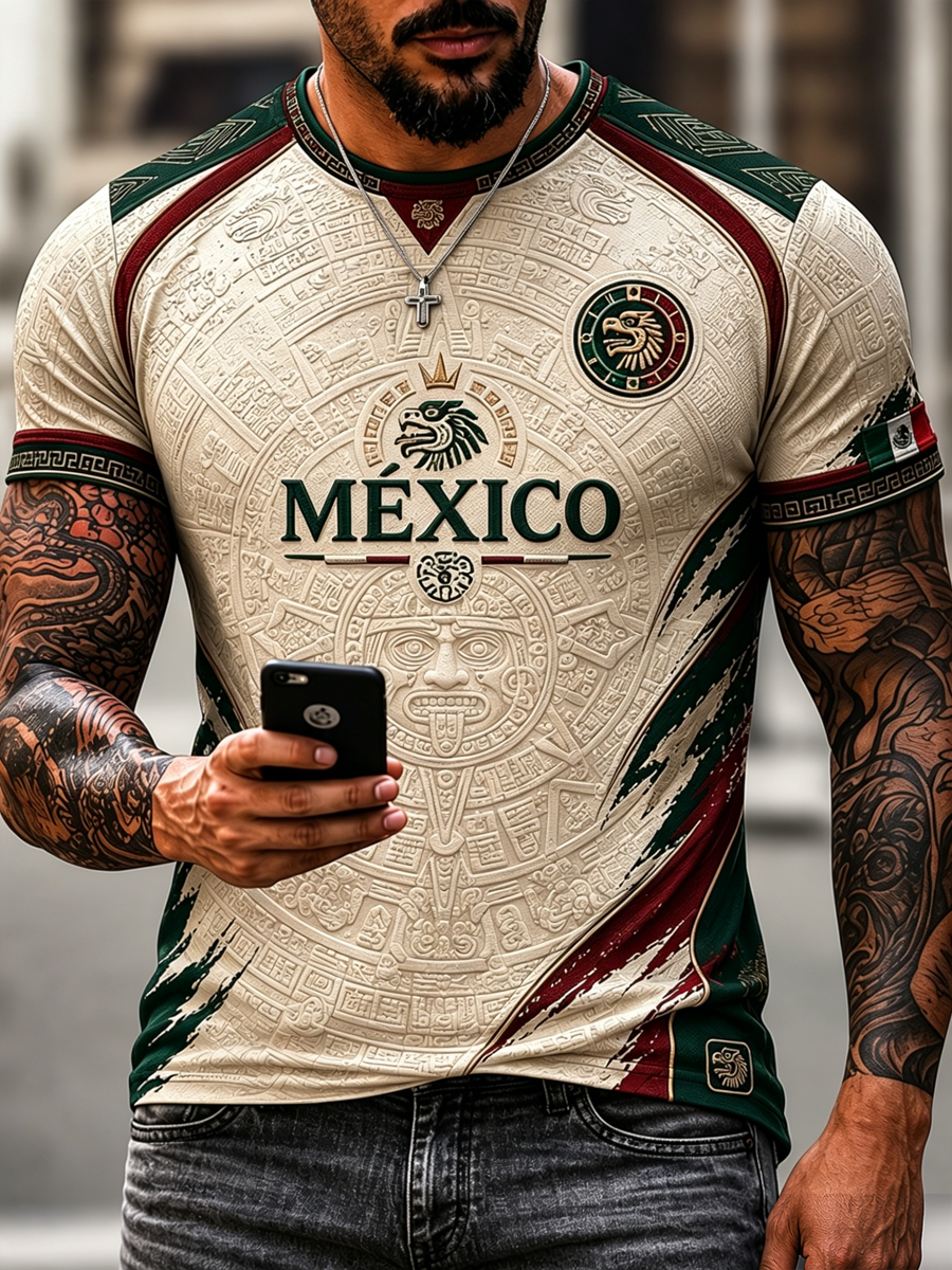Men's Mexico Proud Art Printed short sleeves t-shirt gracestitchs
