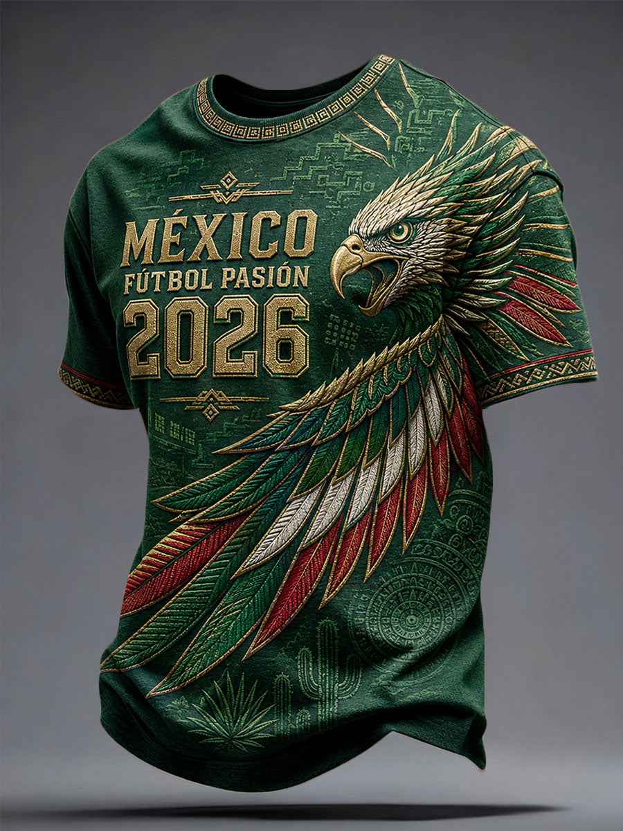 Men's Mexico Football Lover Art Printed T-shirt