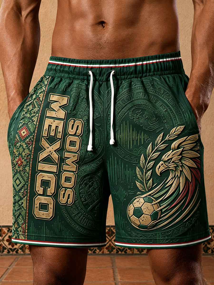 Men's Mexico Football Lover Art Printed Shorts