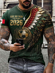 Men's Mexico Football Lover Art Printed T-shirt