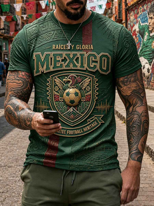 Men's Mexico Football Lover Art Printed T-shirt