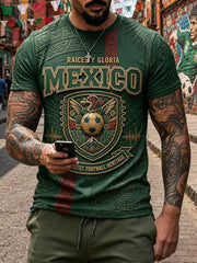 Men's Mexico Football Lover Art Printed T-shirt