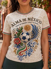 Women's Mexico Football Lover Art Printed T-shirt