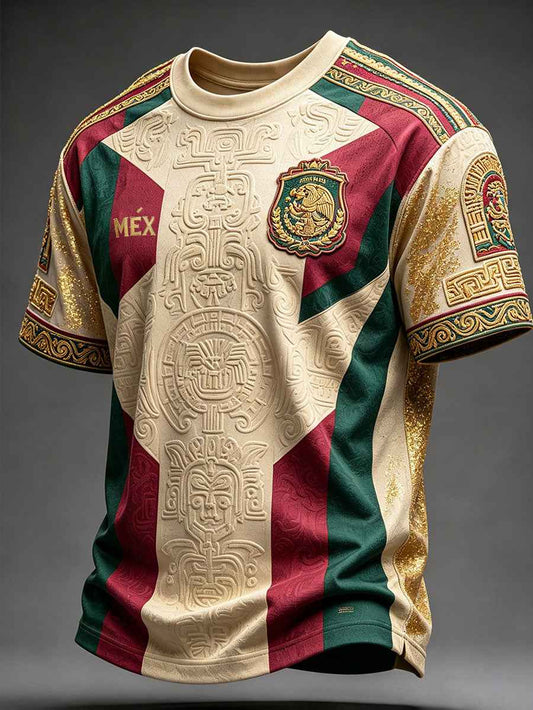 Men's Mexico Football Lover Art Printed T-shirt