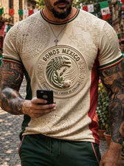 Men's Mexico Football Lover Art Printed T-shirt