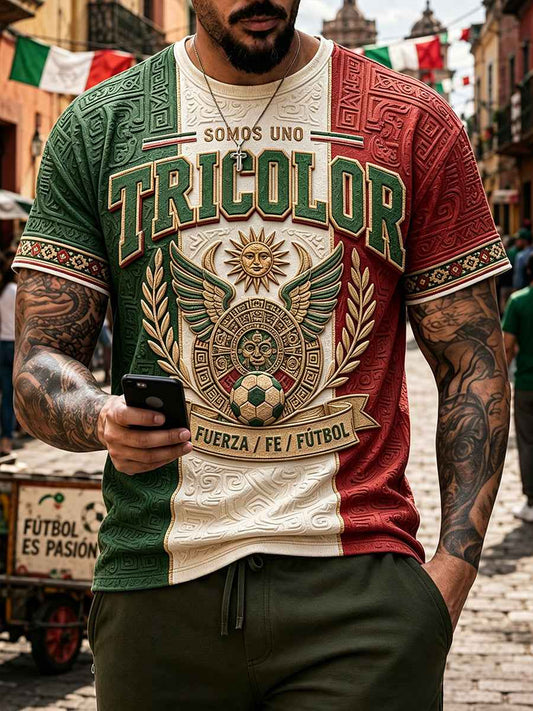 Men's Mexico Football Lover Art Printed T-shirt