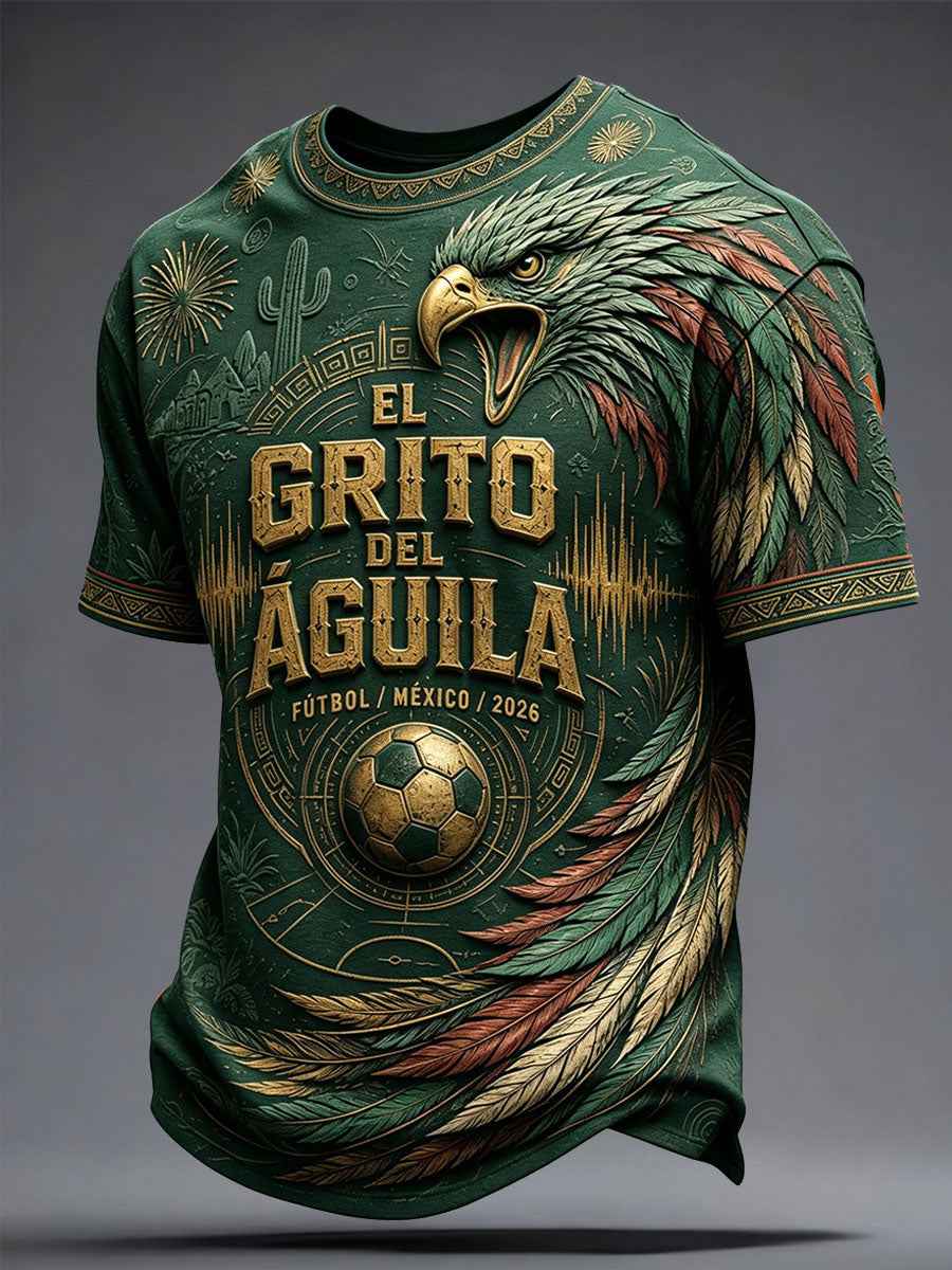 Men's Mexico Football Lover Art Printed T-shirt