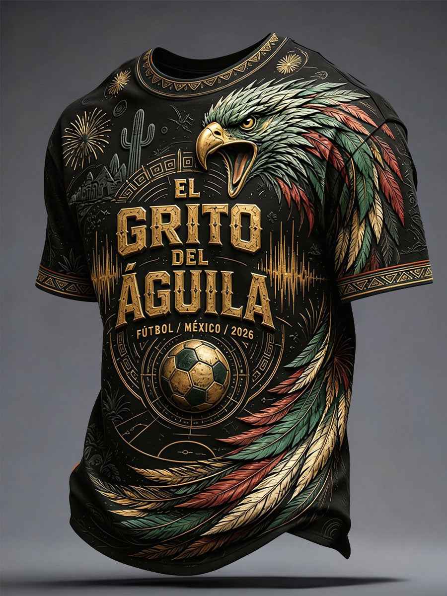 Men's Mexico Football Lover Art Printed T-shirt