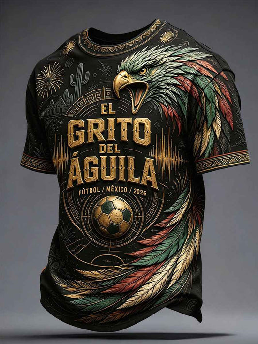 Men's Mexico Football Lover Art Printed T-shirt