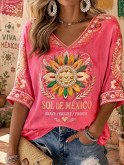 Women's Mexico Football Lover Art Printed T-shirt