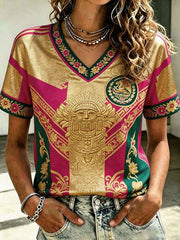 Women's Mexico Football Lover Art Printed T-shirt