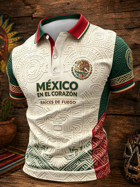 Men's Mexico Football Lover Printed Casual Tops gracestitchs