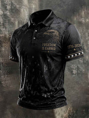 Men's Independence Day USA Flag Print Casual Patriotic Polo
