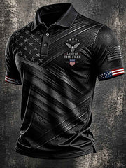 Men's Independence Day Land Of The Free Print Casual Patriotic Polo