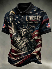 Men's Independence Day Liberty USA Flag Print Casual Patriotic Polo