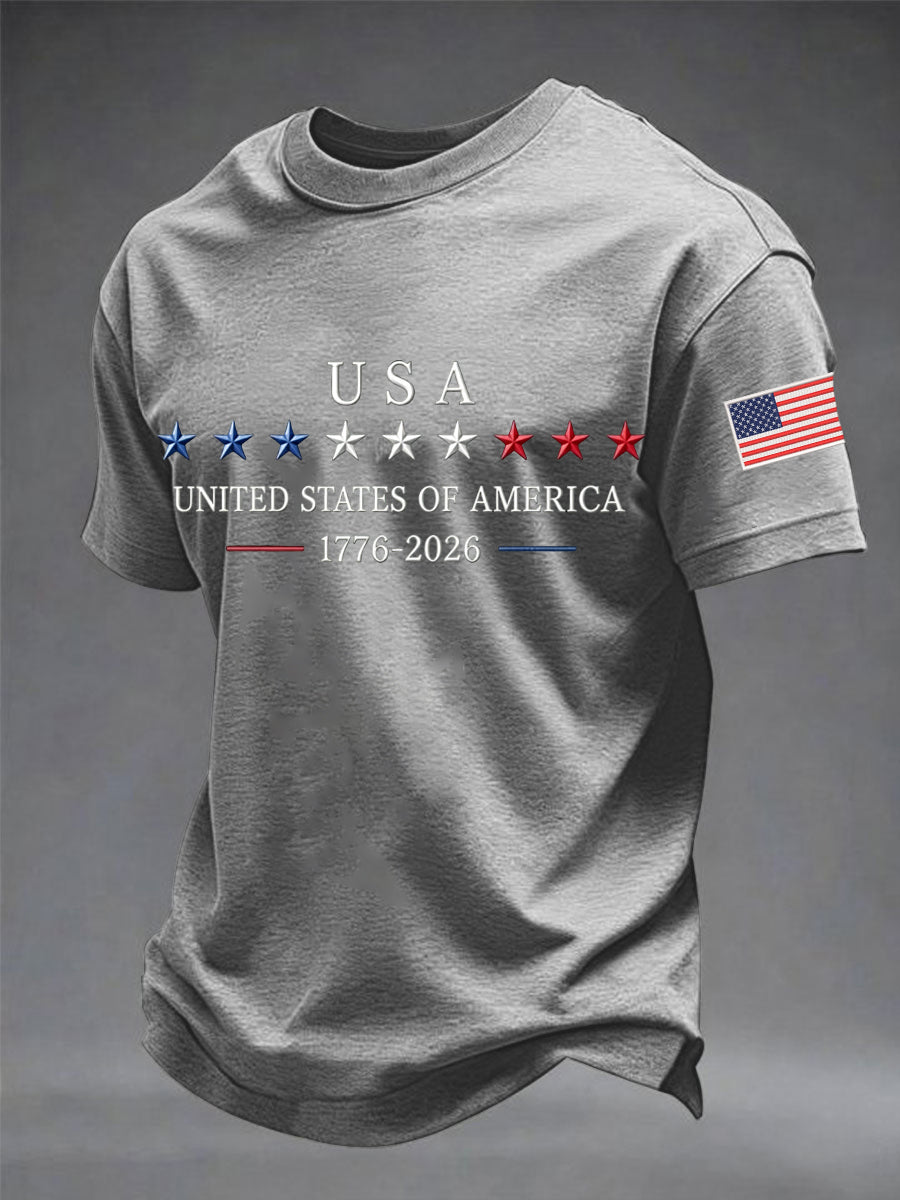 Men's Independence Day Graphic Casual Patriotic Tee gracestitchs