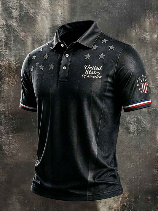 Men's Independence Day USA Flag Print Casual Patriotic Polo