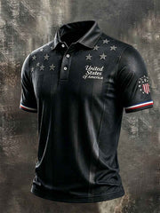 Men's Independence Day USA Flag Print Casual Patriotic Polo
