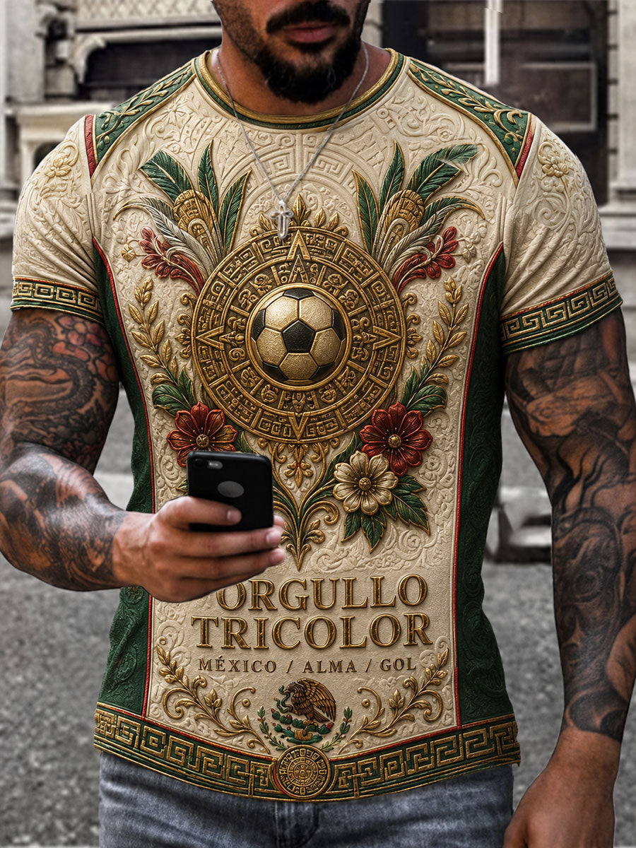 Men's Mexico Football Lover Art Printed T-shirt gracestitchs