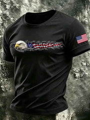 Men's Bald Eagle America Flag Short Sleeves T-shirt