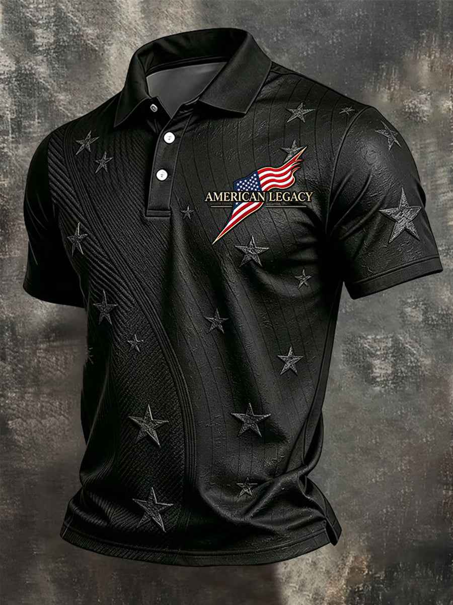 Men's Independence Day USA Flag Print Casual Patriotic Polo
