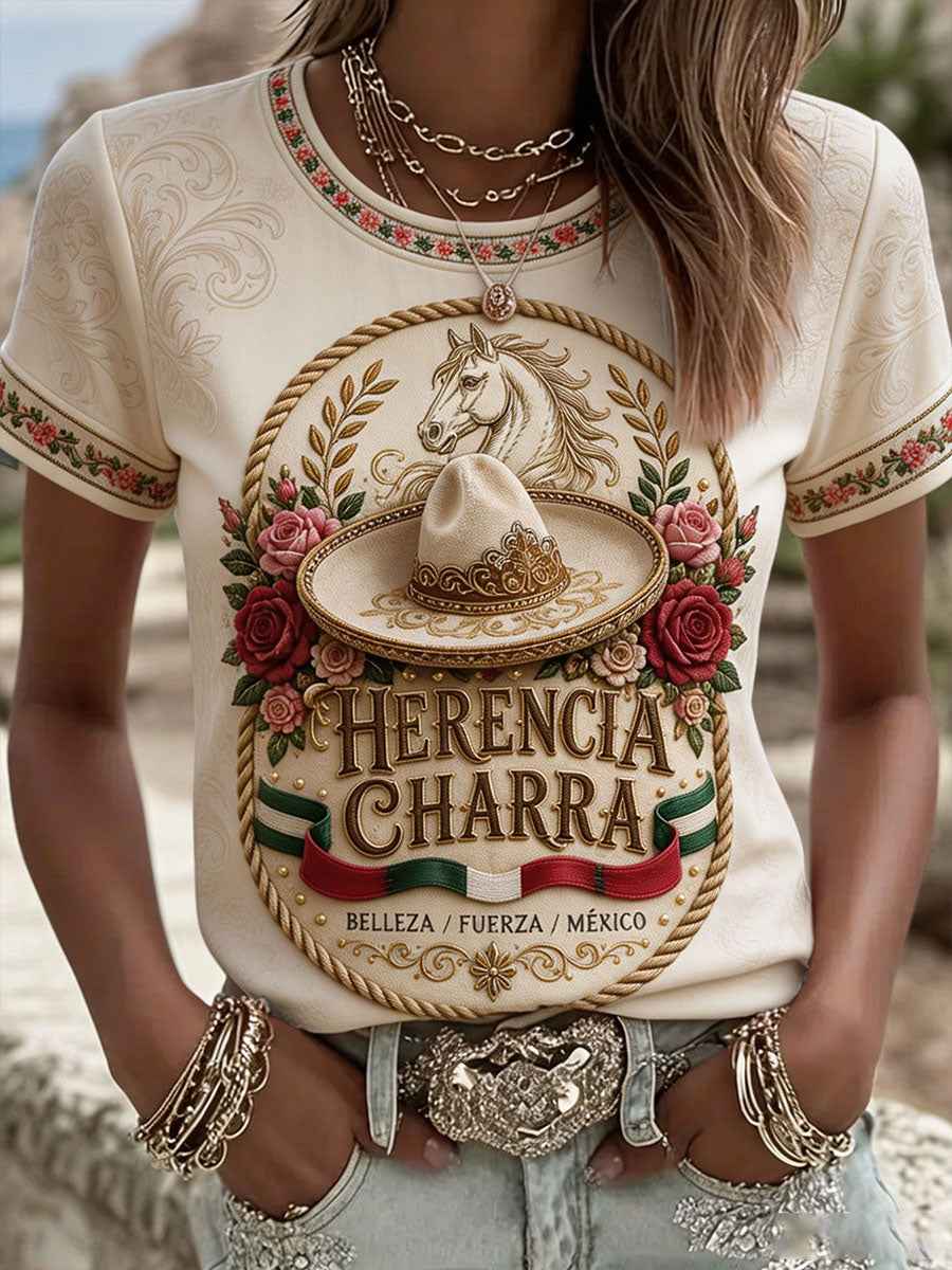 Women's Mexico Charro Pride Jalisco Printed T-shirt