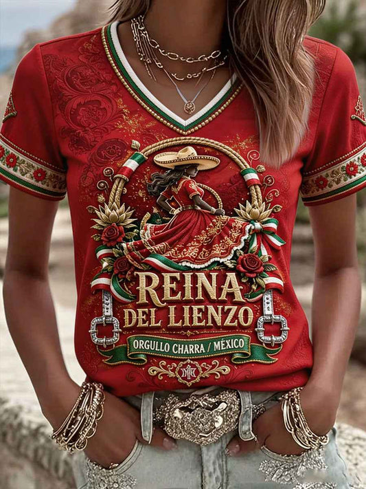 Women's Mexico Charro Pride Jalisco Printed T-shirt