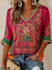 Women's Mexico Football Lover Art Printed T-shirt