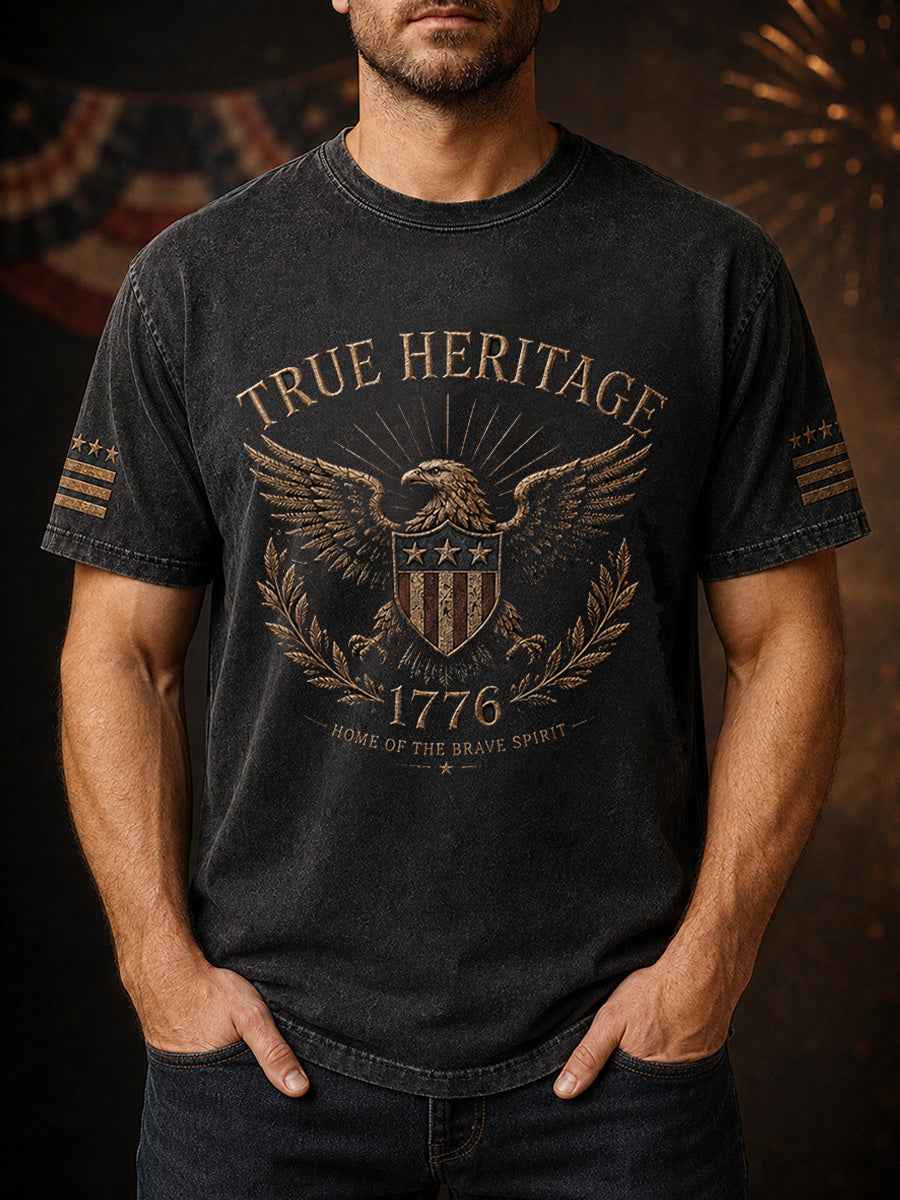Men's Independence Day Veteran Print Casual Patriotic Tee gracestitchs