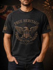 Men's Independence Day Veteran Print Casual Patriotic Tee gracestitchs