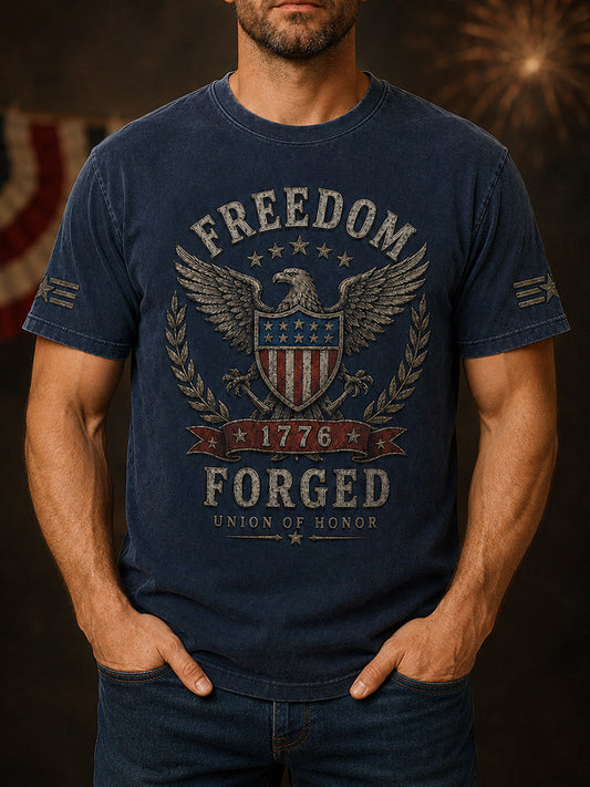 Men's Independence Day Veteran Print Casual Patriotic Tee gracestitchs
