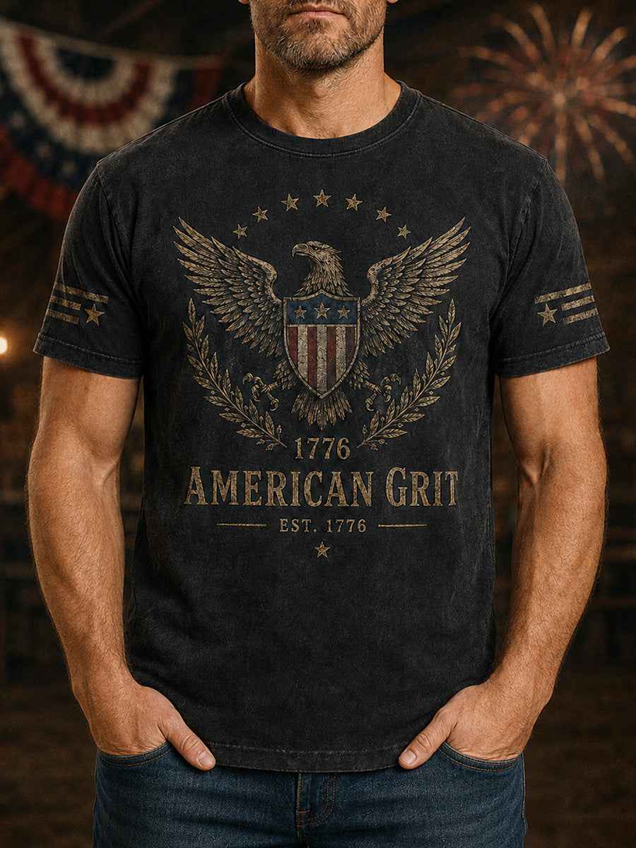Men's Independence Day Veteran Print Casual Patriotic Tee gracestitchs