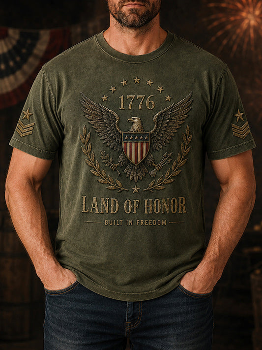 Men's Independence Day Veteran Print Casual Patriotic Tee gracestitchs