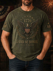 Men's Independence Day Veteran Print Casual Patriotic Tee gracestitchs