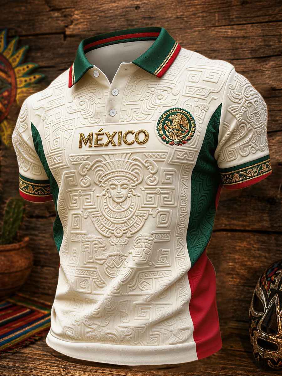 Men's Mexico Football Lover Art Printed Casual Tops gracestitchs