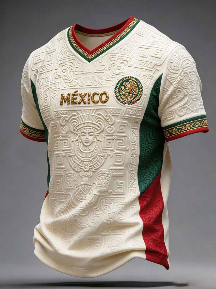 Men's Mexico Football Lover Art Printed T-shirt gracestitchs