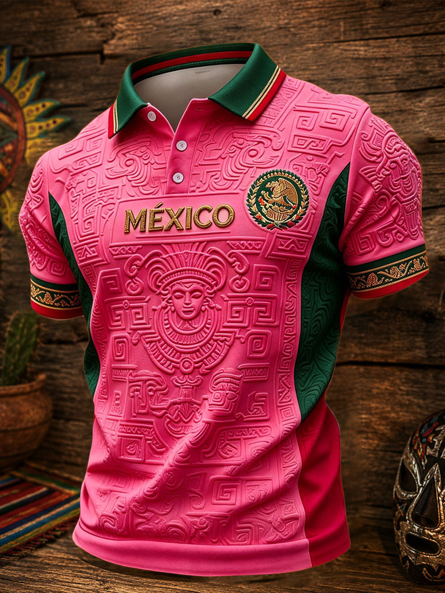 Men's Mexico Football Lover Art Printed Casual Tops gracestitchs