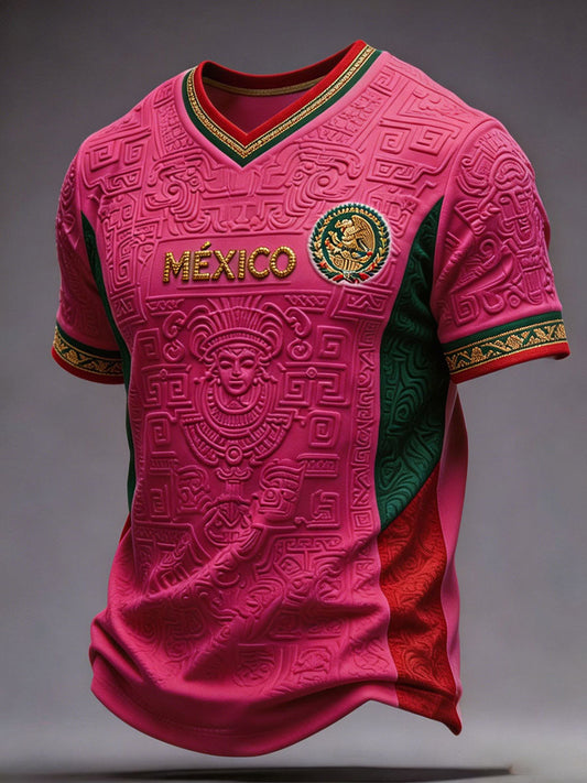 Men's Mexico Football Lover Art Printed T-shirt gracestitchs