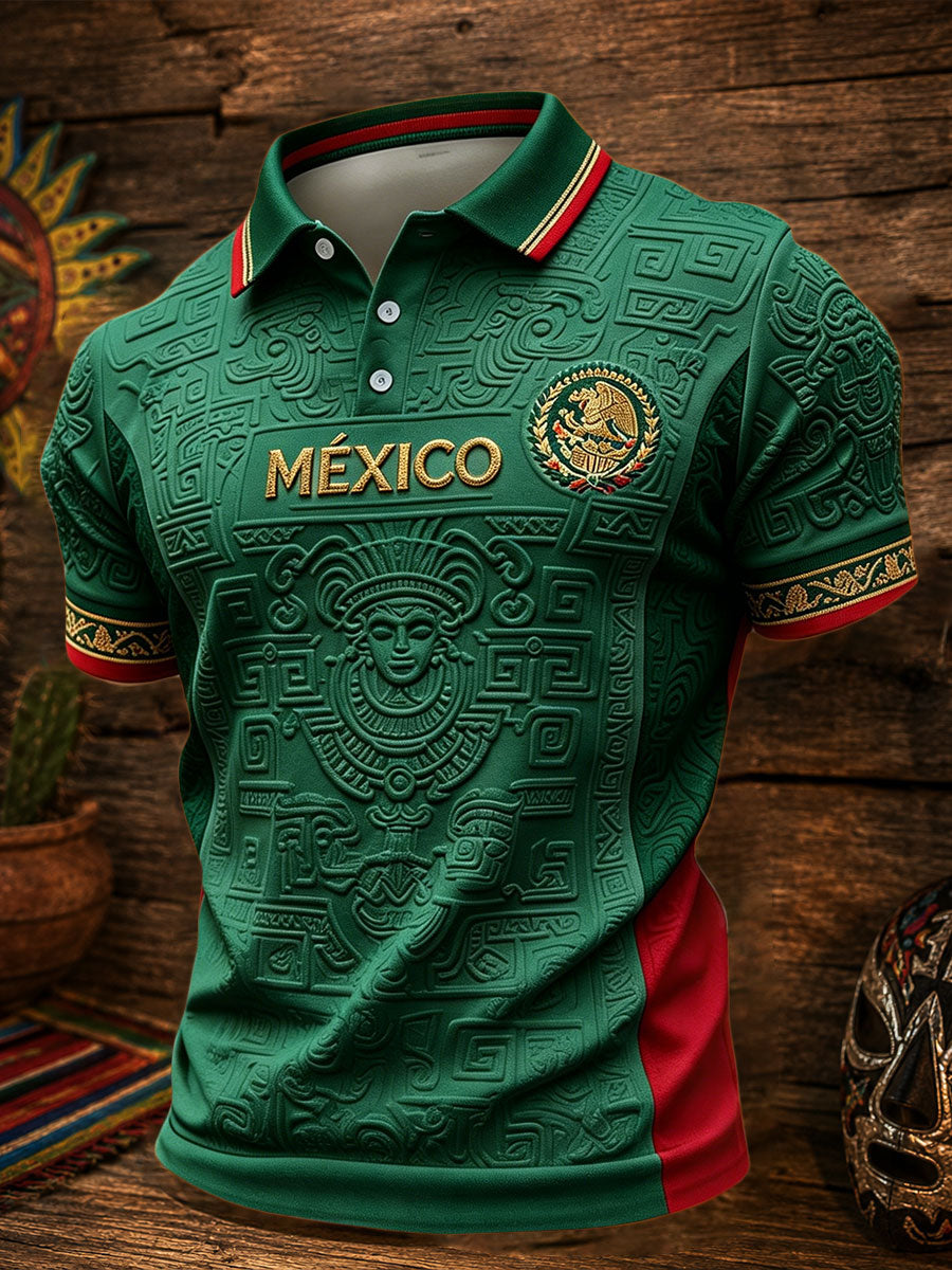 Men's Mexico Football Lover Art Printed Casual Tops gracestitchs