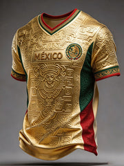 Men's Mexico Football Lover Art Printed T-shirt gracestitchs
