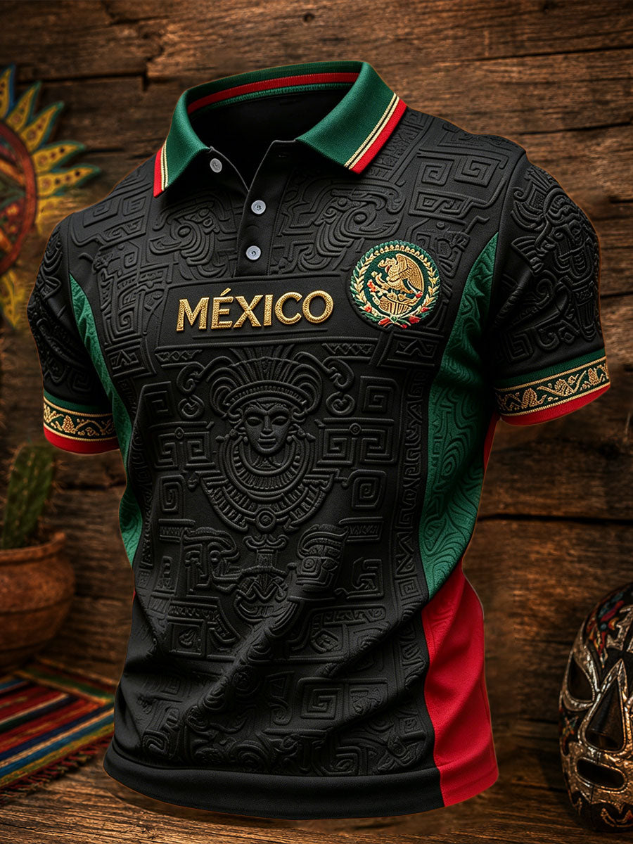 Men's Mexico Football Lover Art Printed Casual Tops gracestitchs