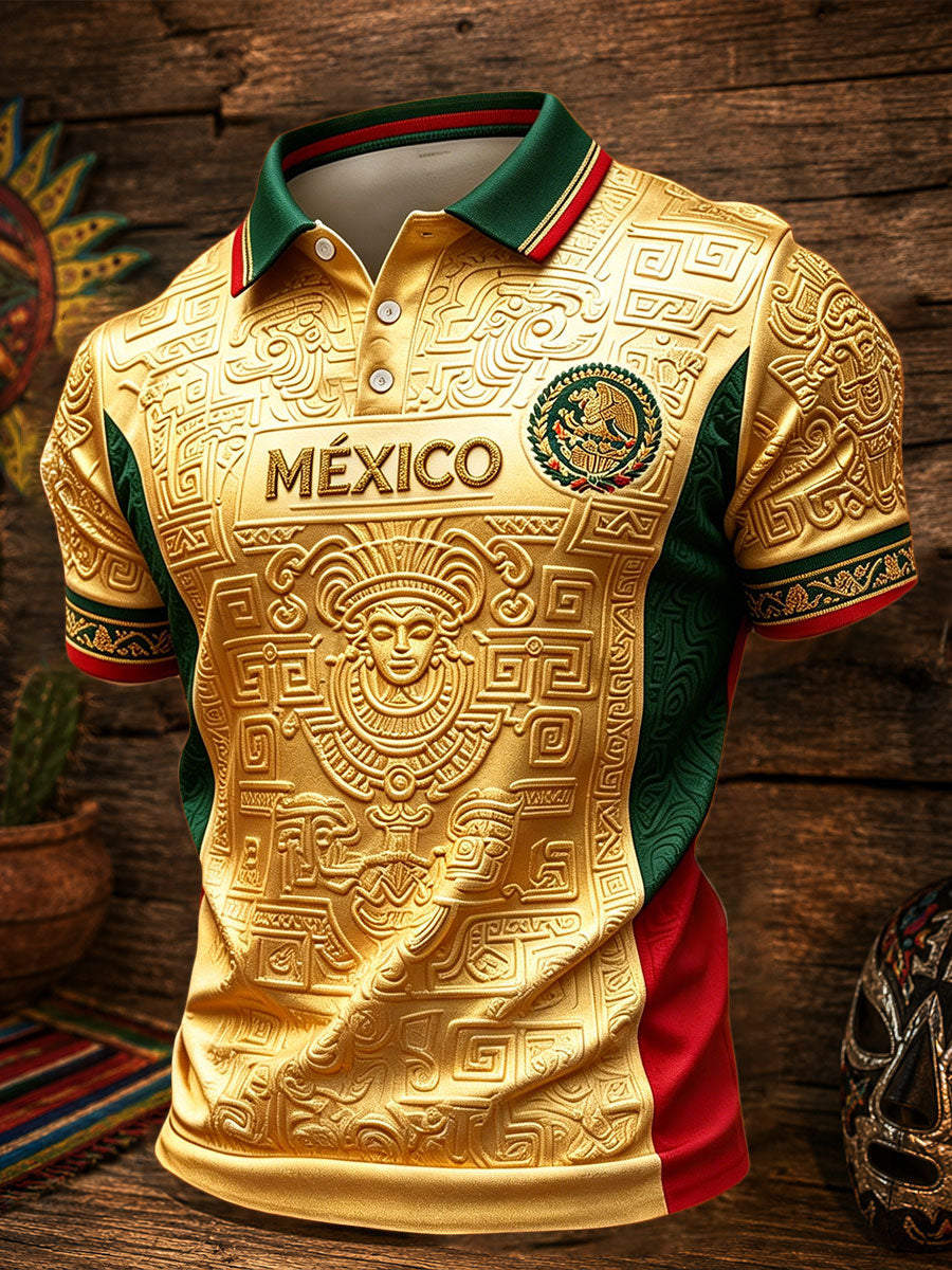 Men's Mexico Football Lover Art Printed Casual Tops gracestitchs