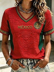 Women's Mexico Football Lover Art Printed T-shirt gracestitchs