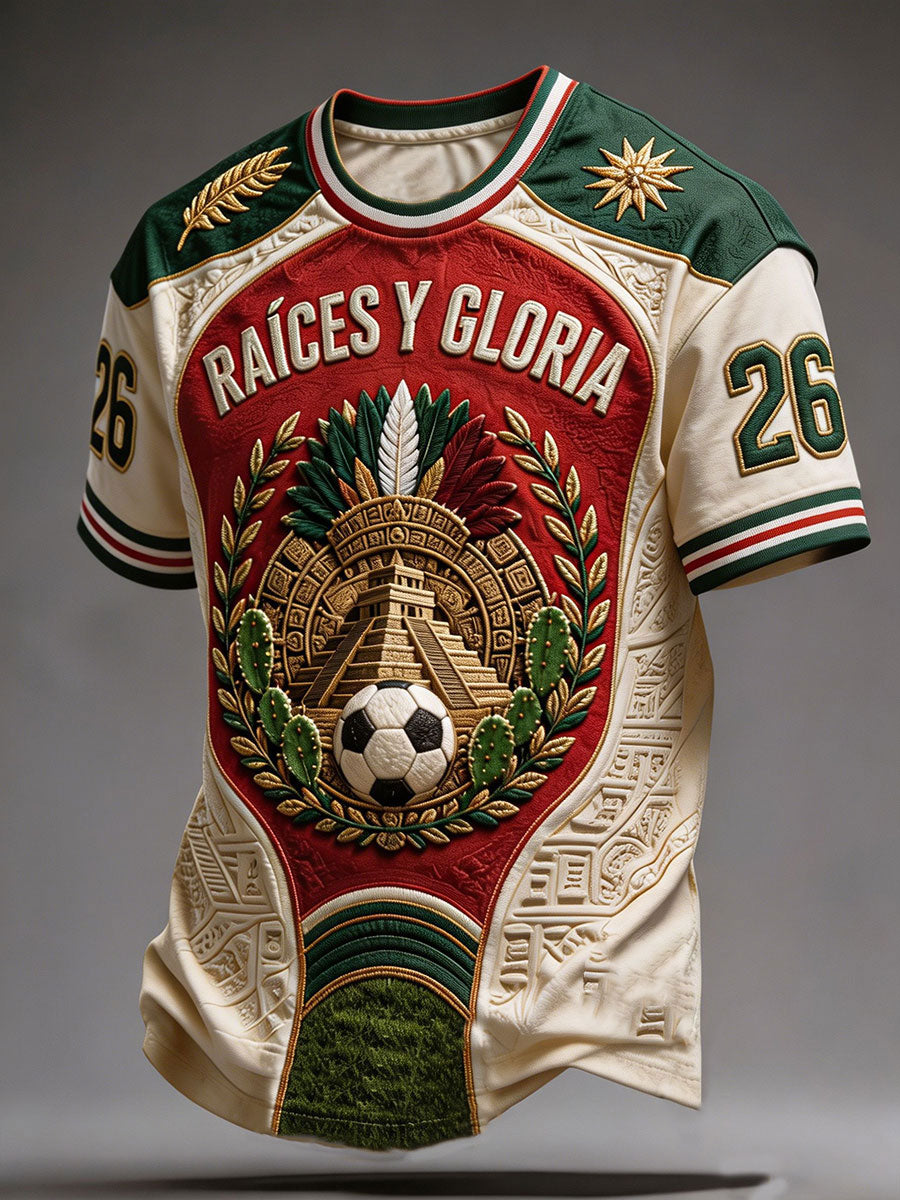 Men's Mexico Football Lover Art Printed T-shirt gracestitchs