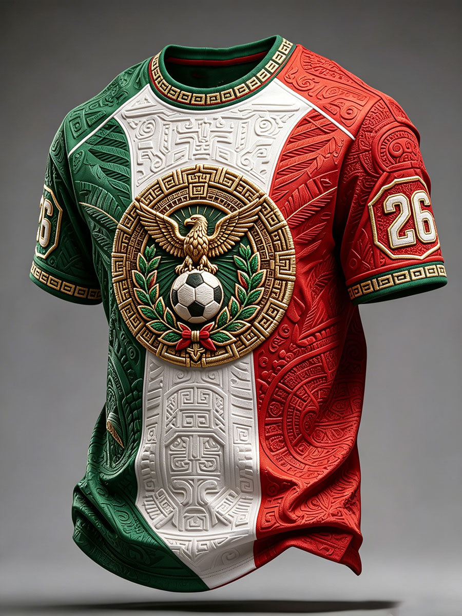Men's Mexico Football Lover Art Printed T-shirt gracestitchs